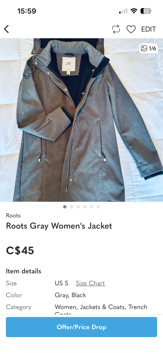 Roots Gray Women's Jacket - Size S - photo 4