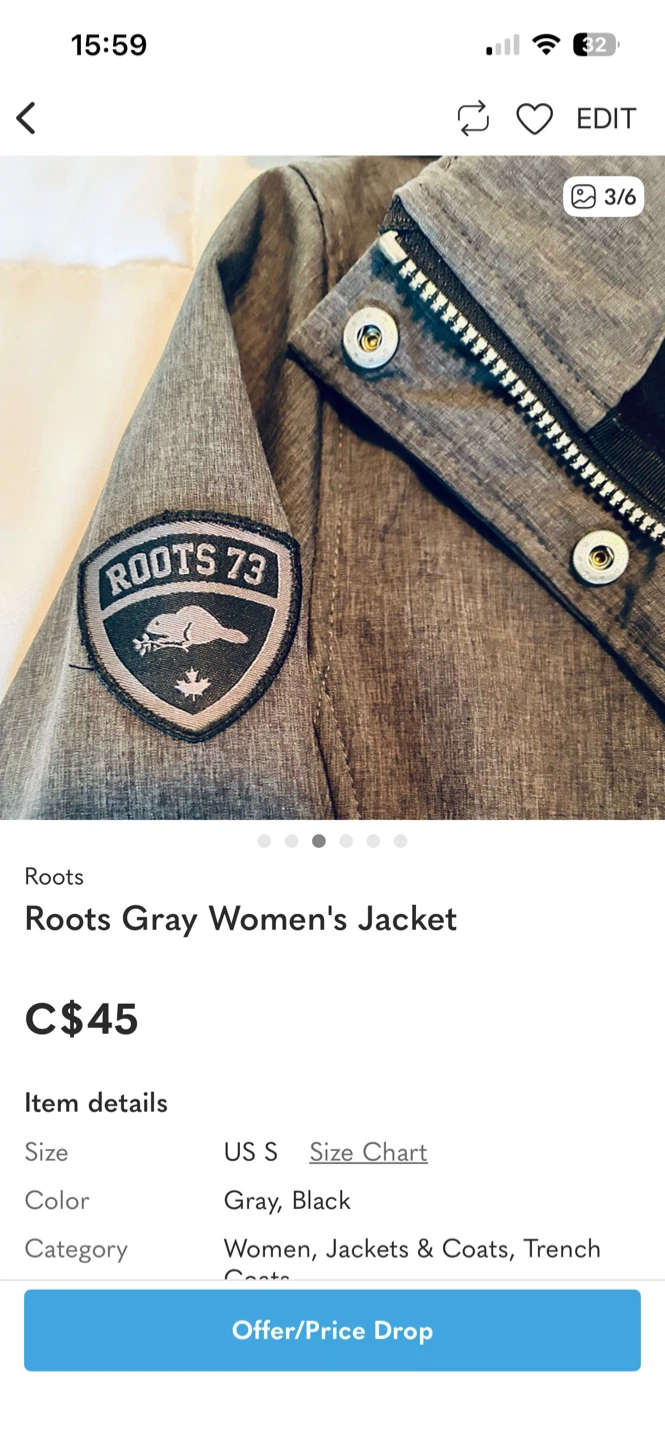 Roots Gray Women's Jacket - Size S