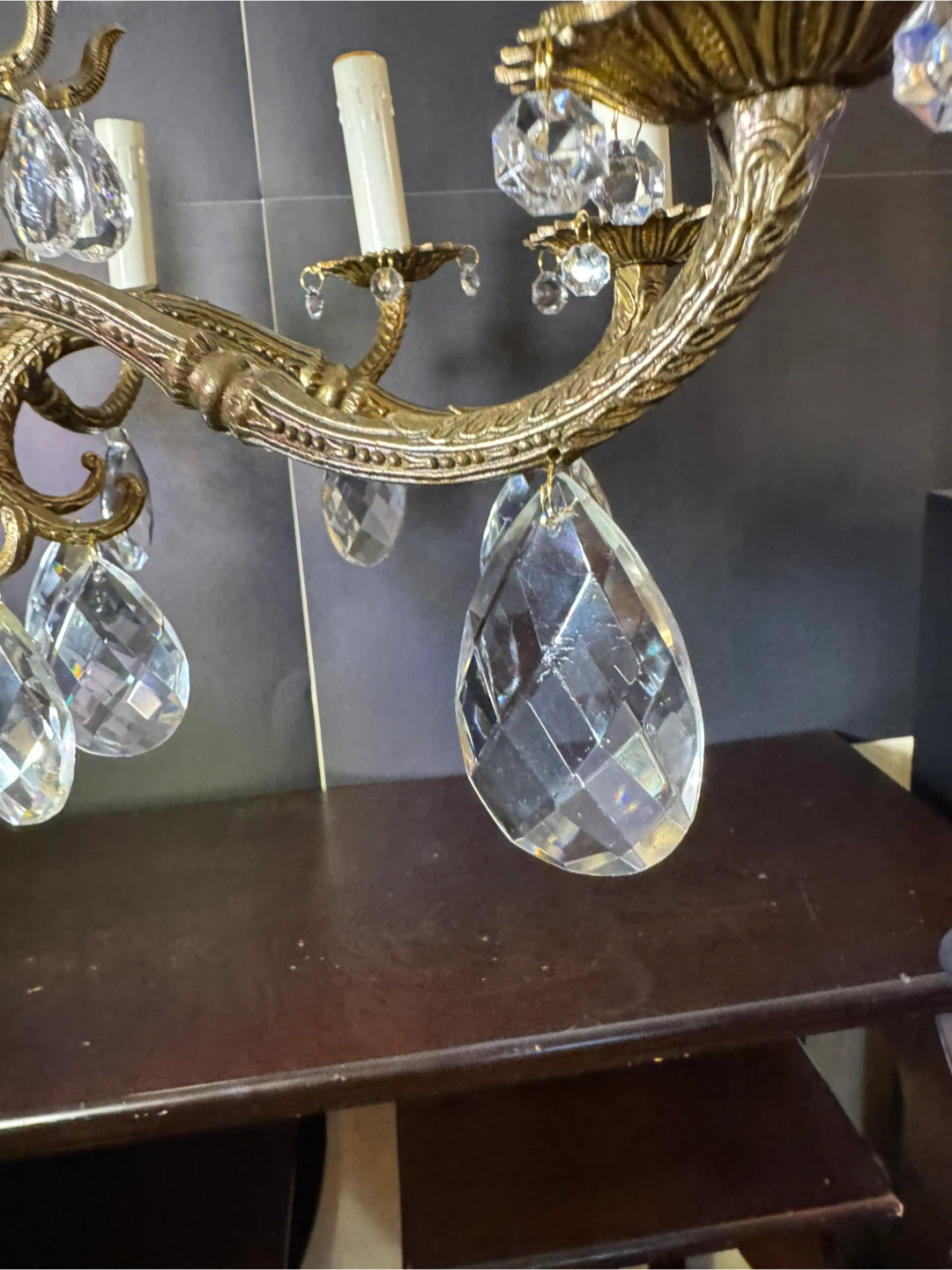 Antique Brass Crystal Chandelier - photo 4
