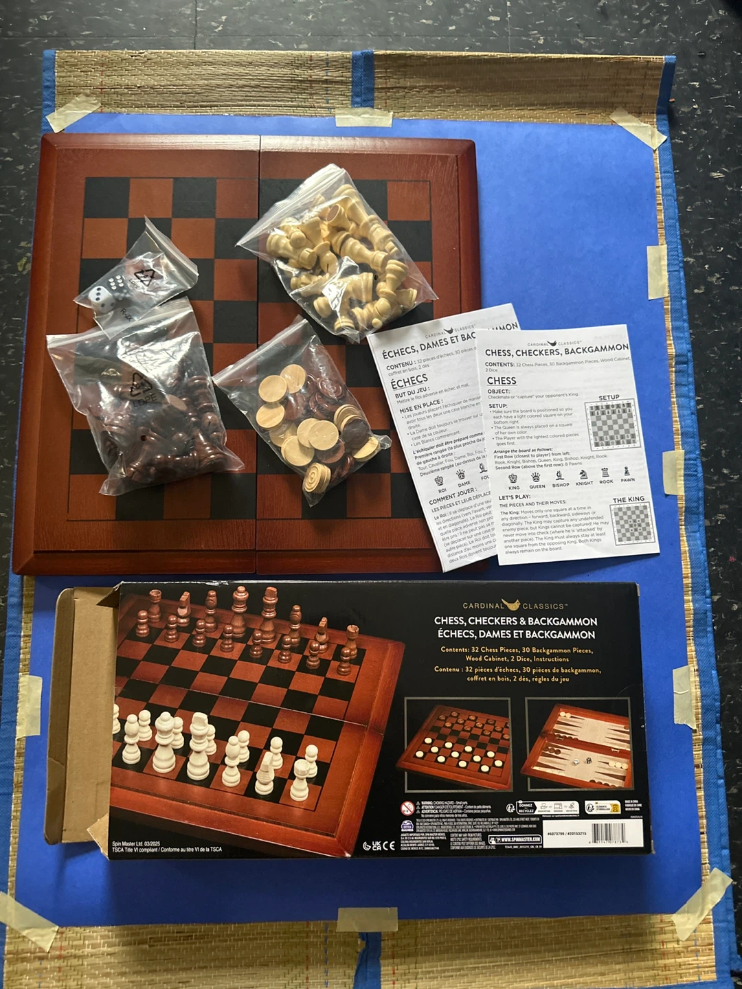 Cardinal Classics 3-in-1 Chess, Checkers & Backgammon Game Set