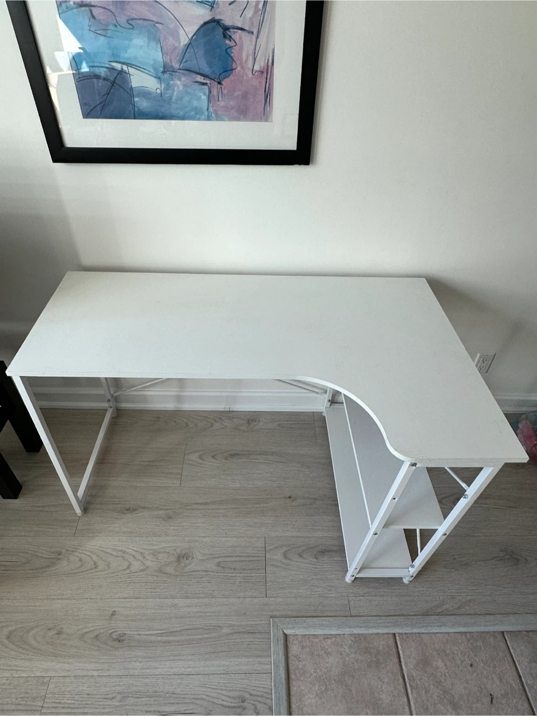 White L-Shaped Corner Desk with Shelves