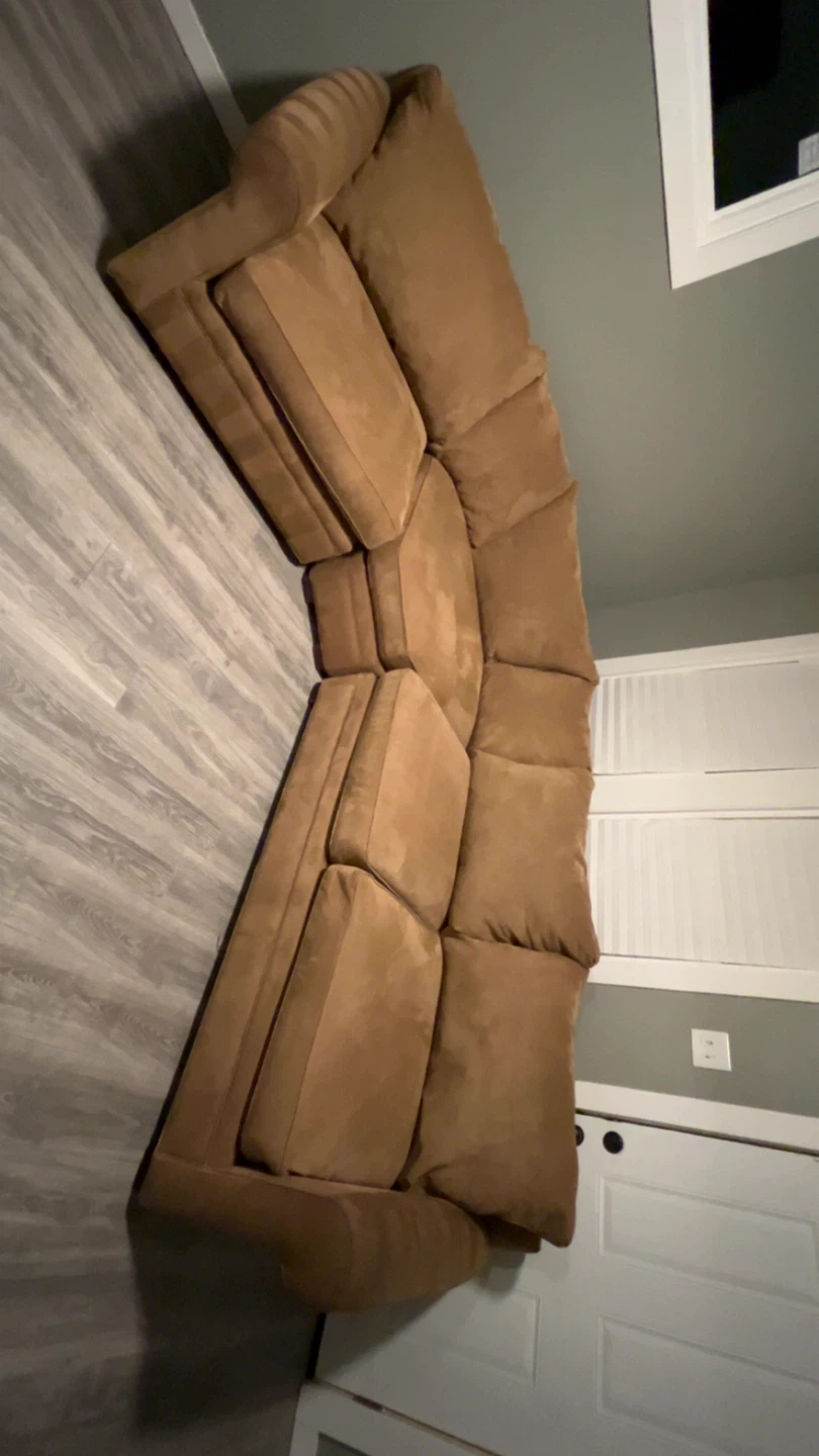 Brown Suede Sectional Sofa - photo 4