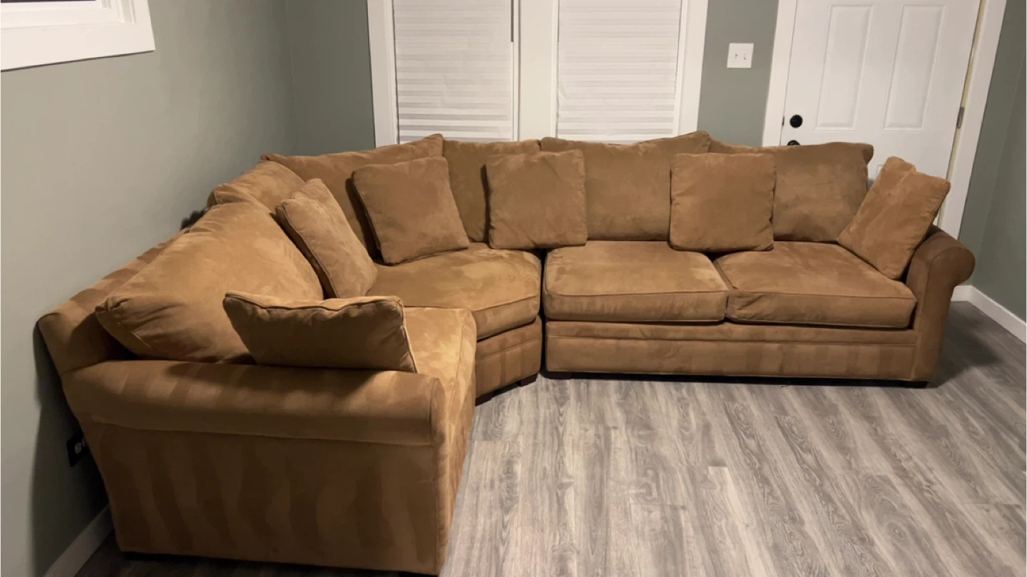Brown Suede Sectional Sofa