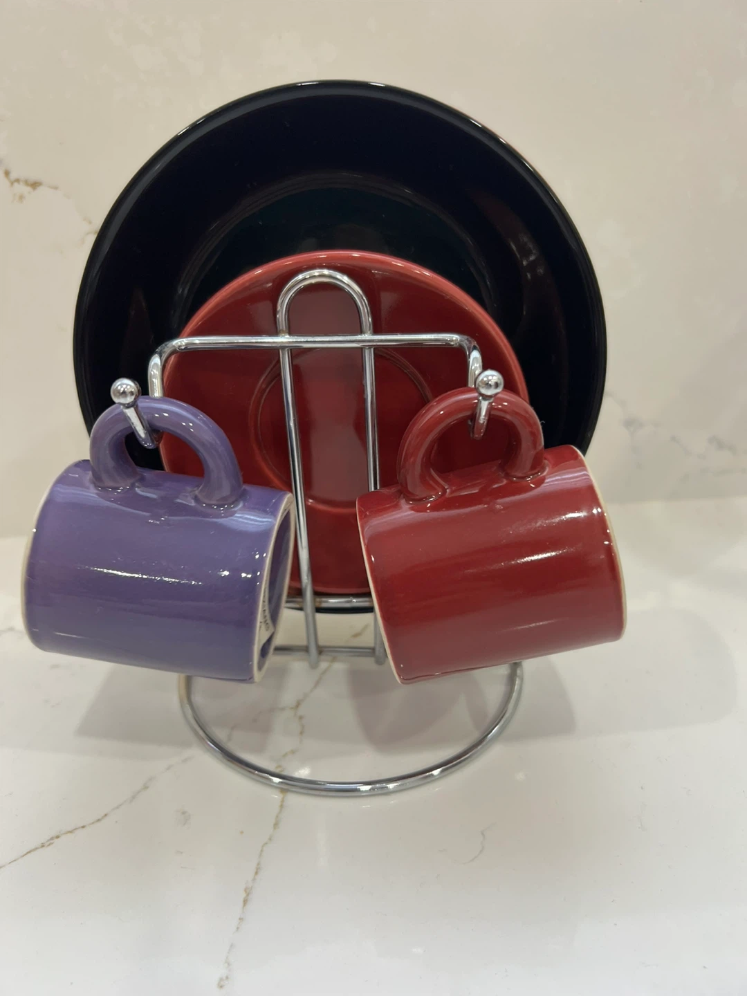 Set of 2 Espresso Cups and Saucers