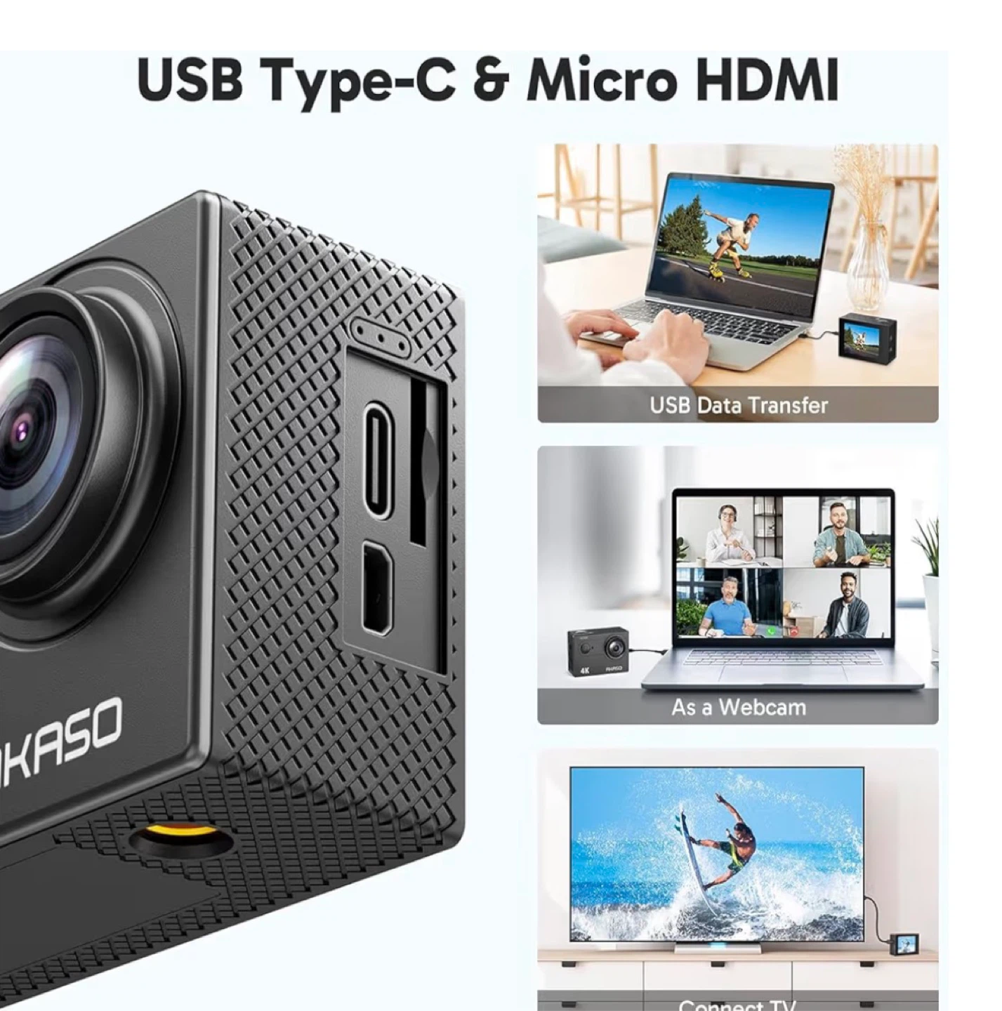 AKASO Action Camera with Wireless Remote & Accessories