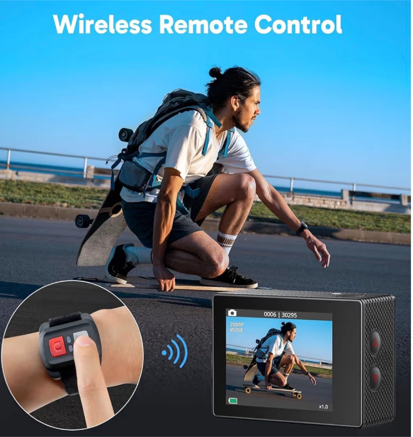 AKASO Action Camera with Wireless Remote & Accessories - photo 2