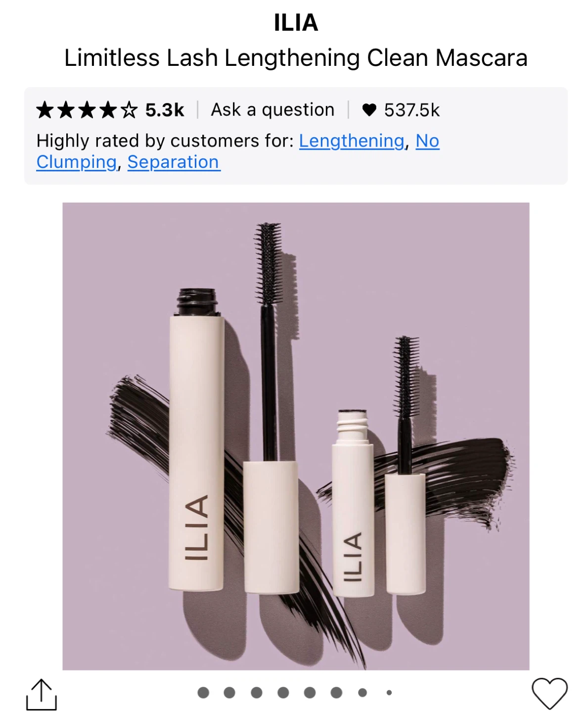 ($27 value) ILIA Limitless Lash Lengthening Clean Mascara