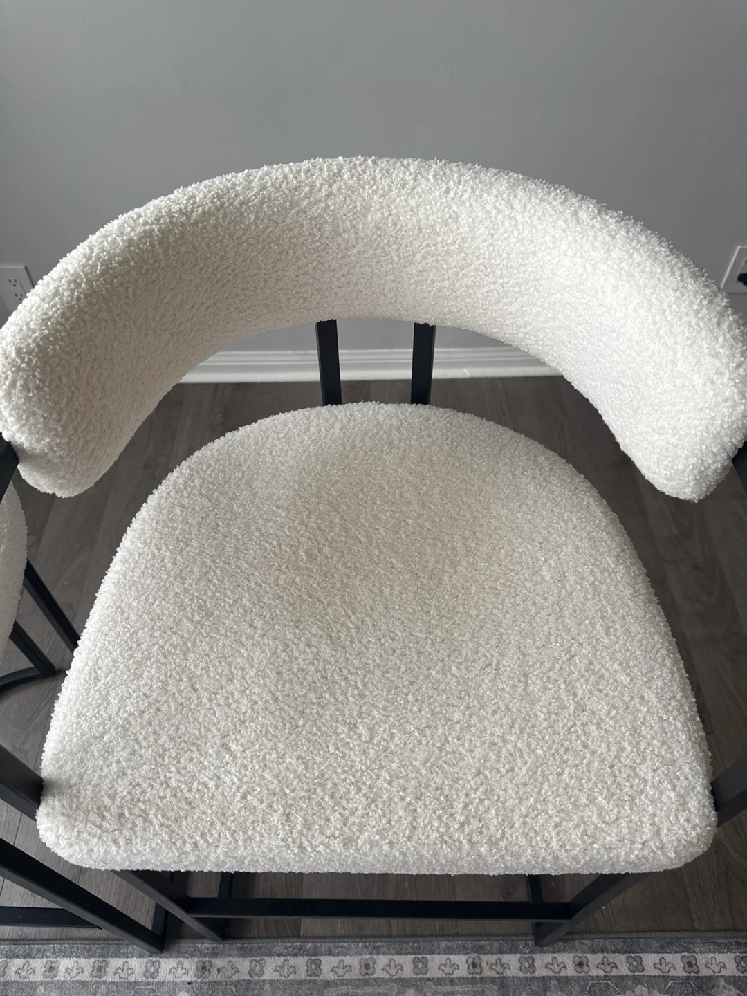 Set of 2 White Teddy Bouclé Counter Stools - photo 2