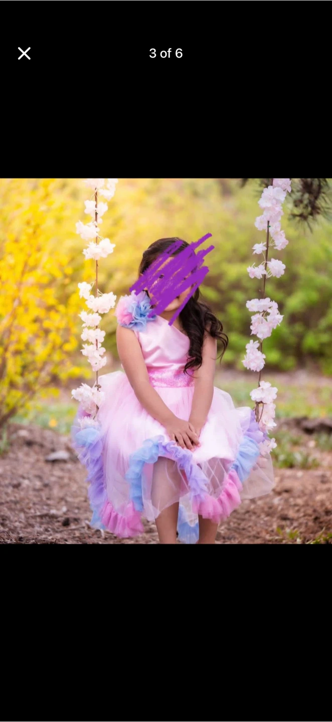 Kids Pink Tulle Dress with Train - photo 5
