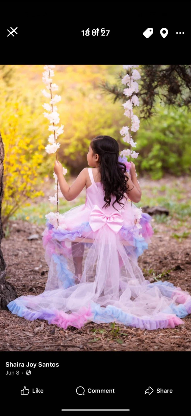 Kids Pink Tulle Dress with Train - photo 4