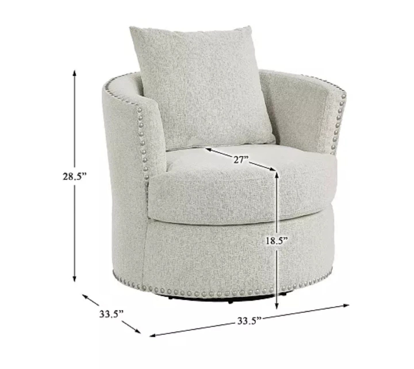 Swivel Accent Chair with Nailhead Trim - photo 3