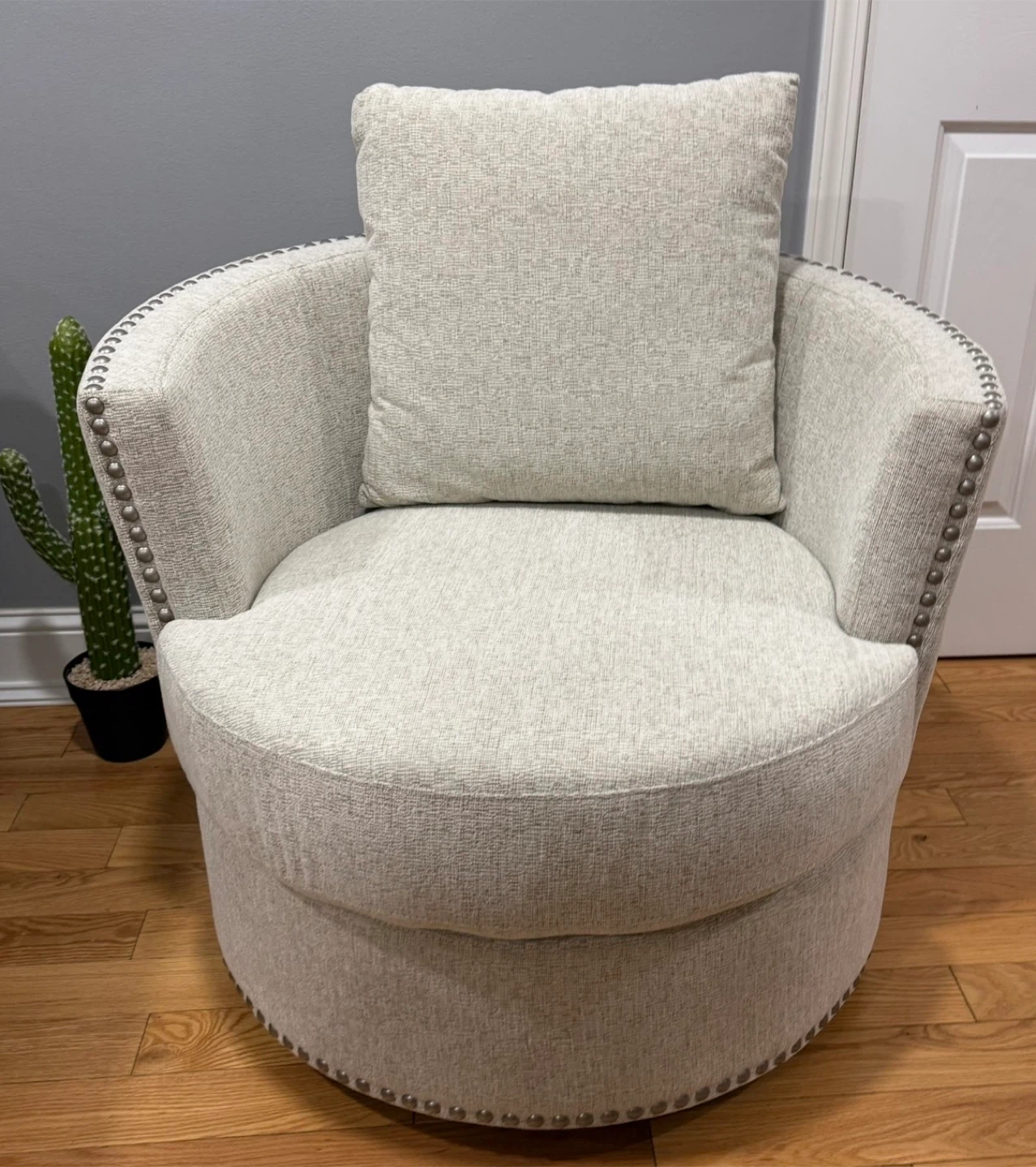 Swivel Accent Chair with Nailhead Trim