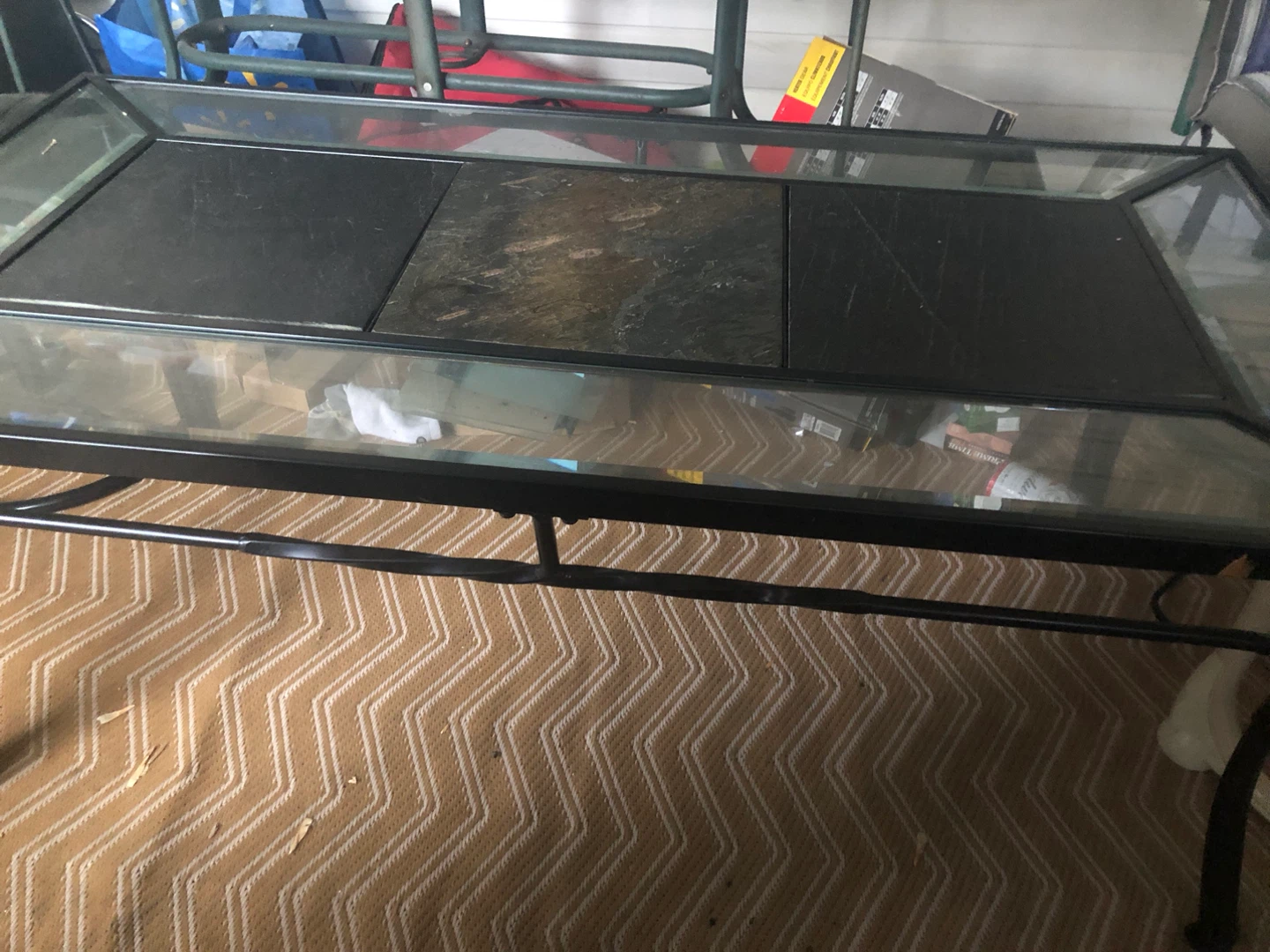 Glass Top Coffee Table with Black Metal Frame - photo 2