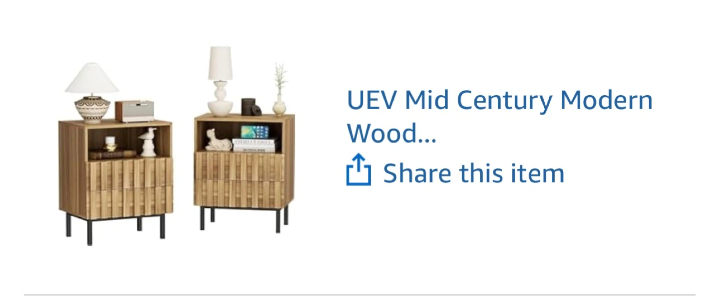 UEV Mid Century Modern Wood Nightstand