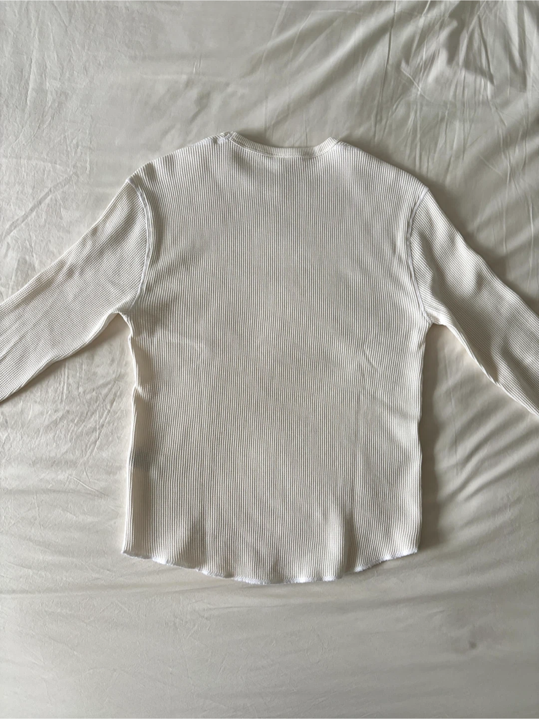 KOTN Atlas Waffle Crewneck Long-Sleeve Shirt in Marshmallow - photo 2