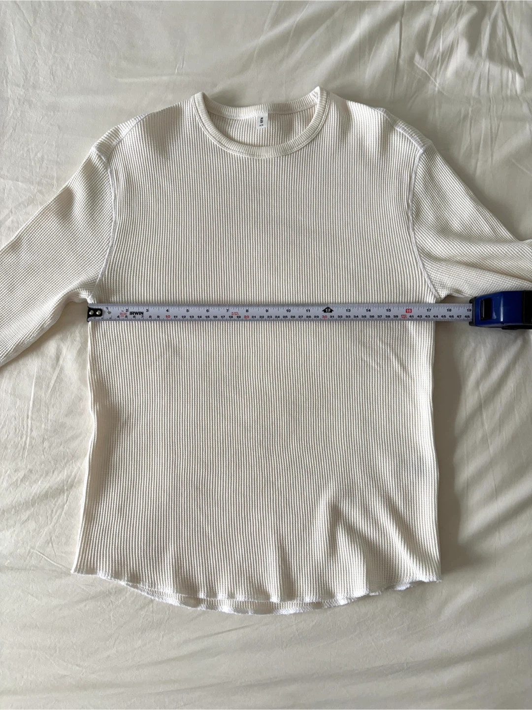 KOTN Atlas Waffle Crewneck Long-Sleeve Shirt in Marshmallow - photo 4