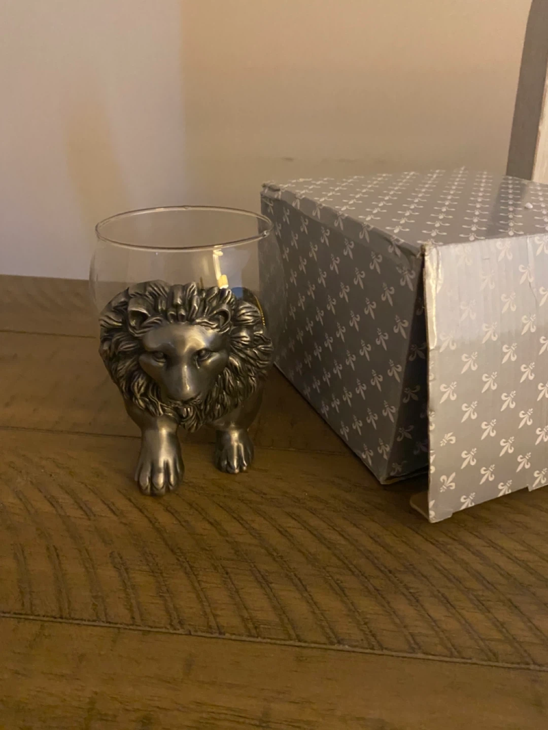 Glass Tumbler with Lion Base