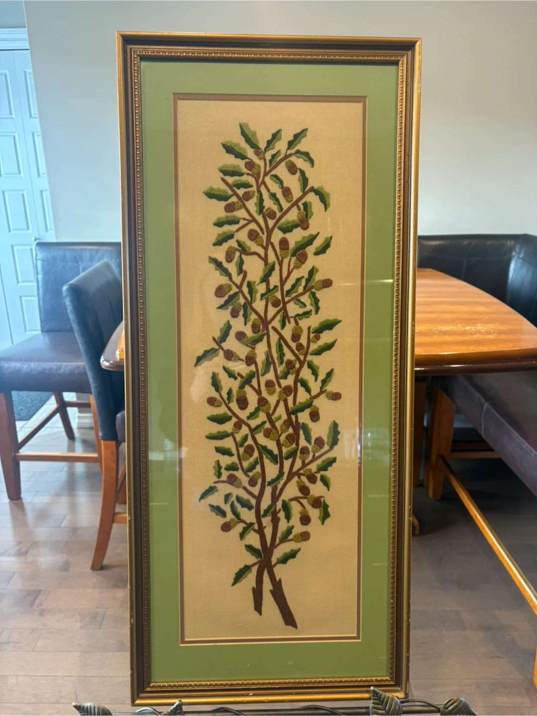 Framed Needlepoint Art - Oak Tree and Acorns - photo 4