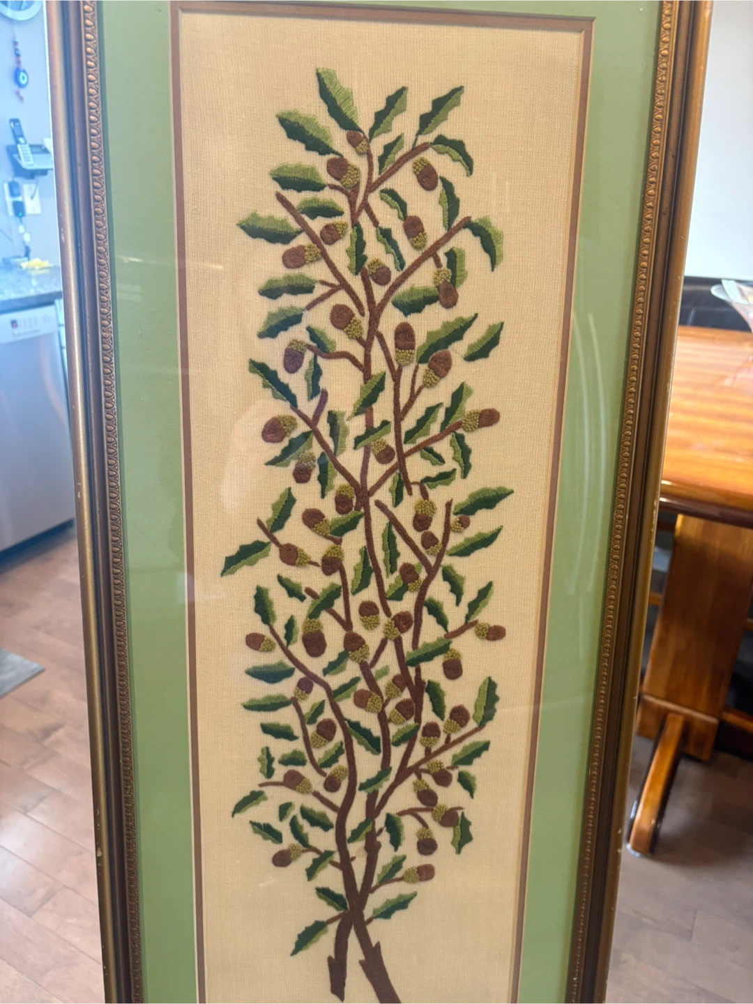 Framed Needlepoint Art - Oak Tree and Acorns - photo 2