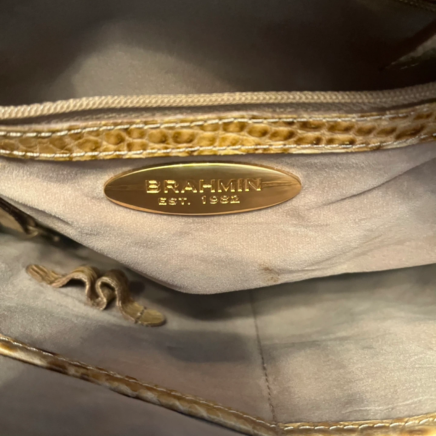Brahmin Croc Embossed Leather Shoulder Bag - photo 4