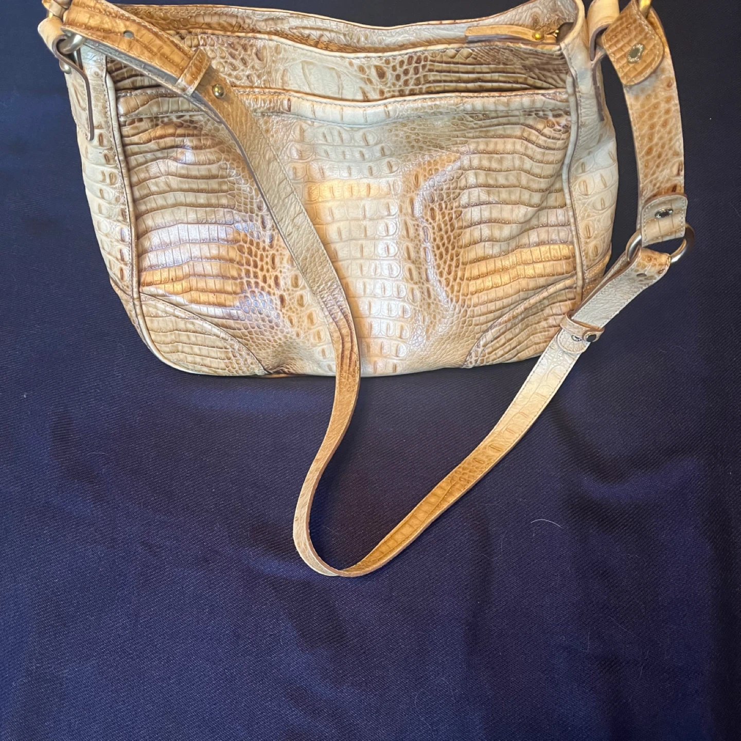 Brahmin Croc Embossed Leather Shoulder Bag - photo 2
