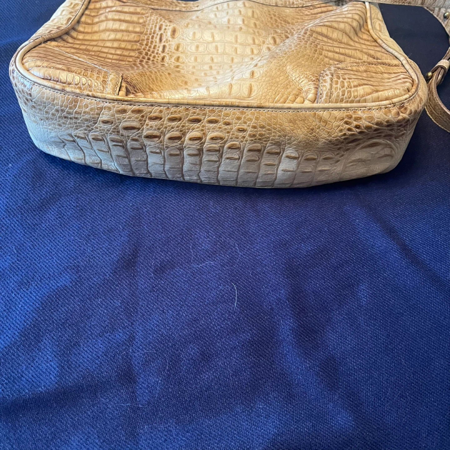 Brahmin Croc Embossed Leather Shoulder Bag