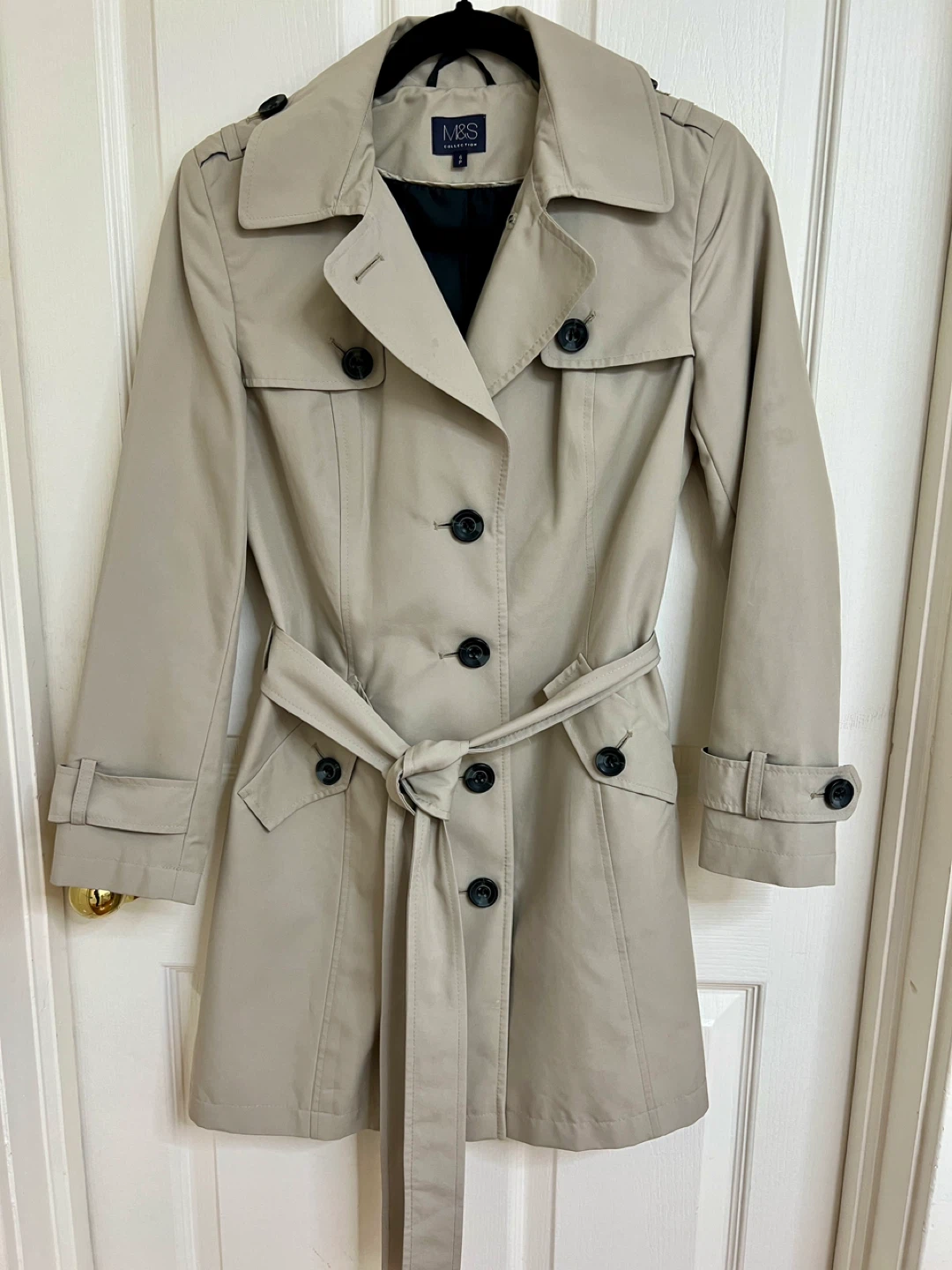 Khaki coloured Trench Coat - size 6P/Xs