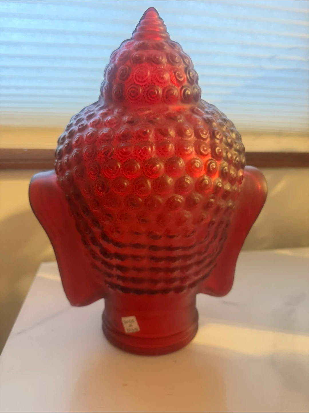 Red Glass Buddha Head Figurine - photo 2