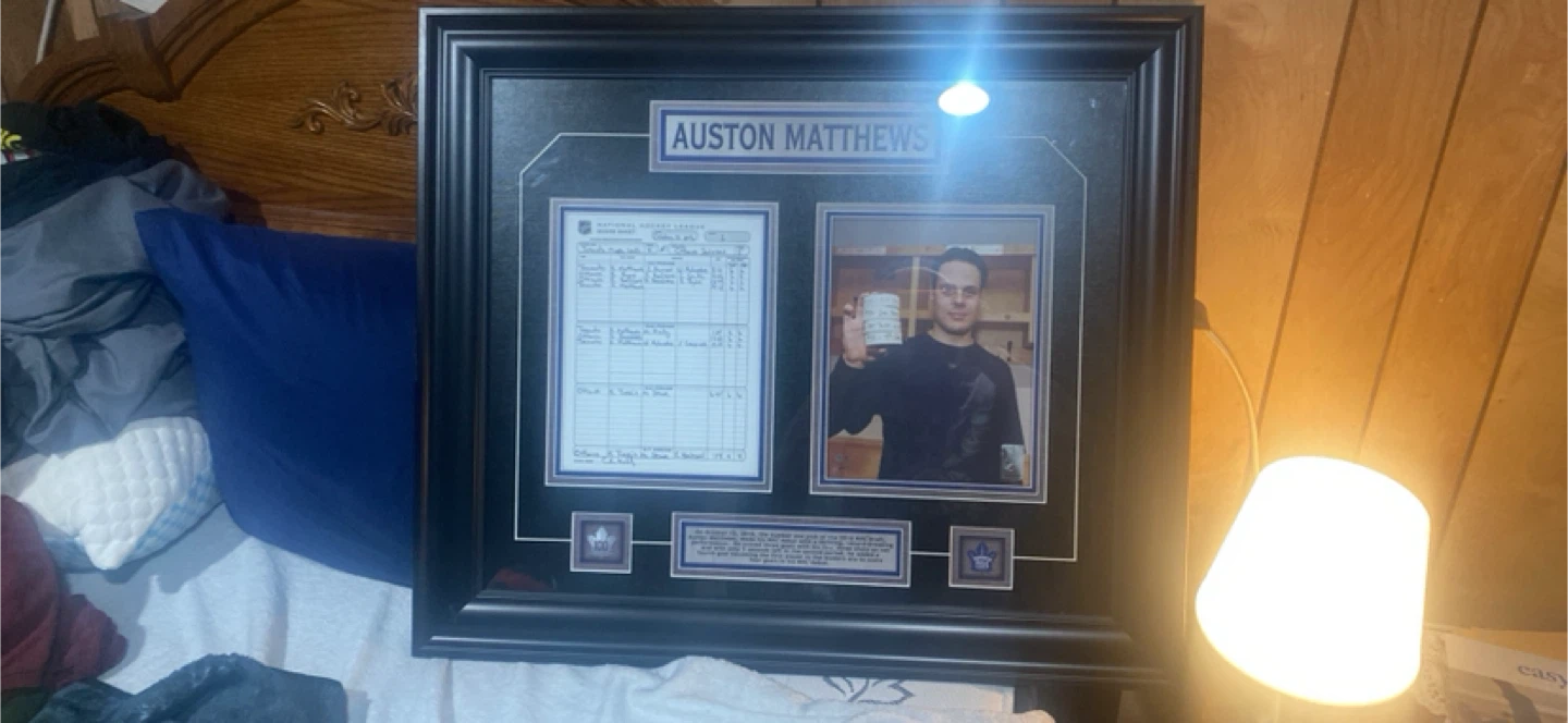 Framed Auston Matthews Memorabilia with Photo and Statistics