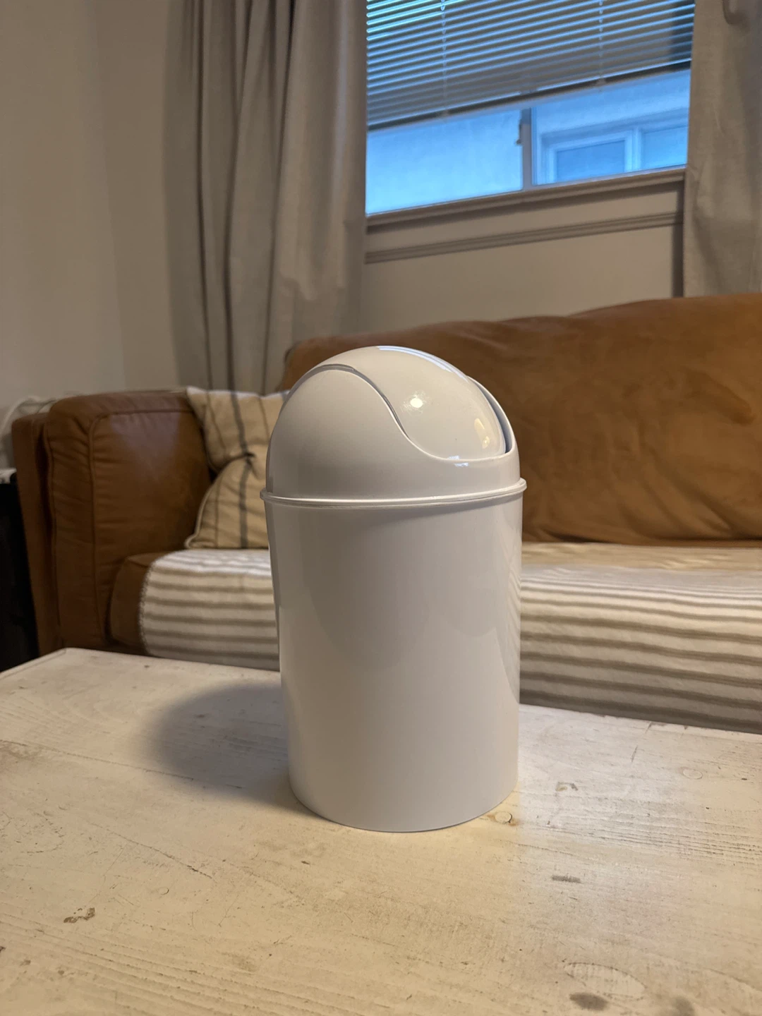 White Swing Top Trash Can