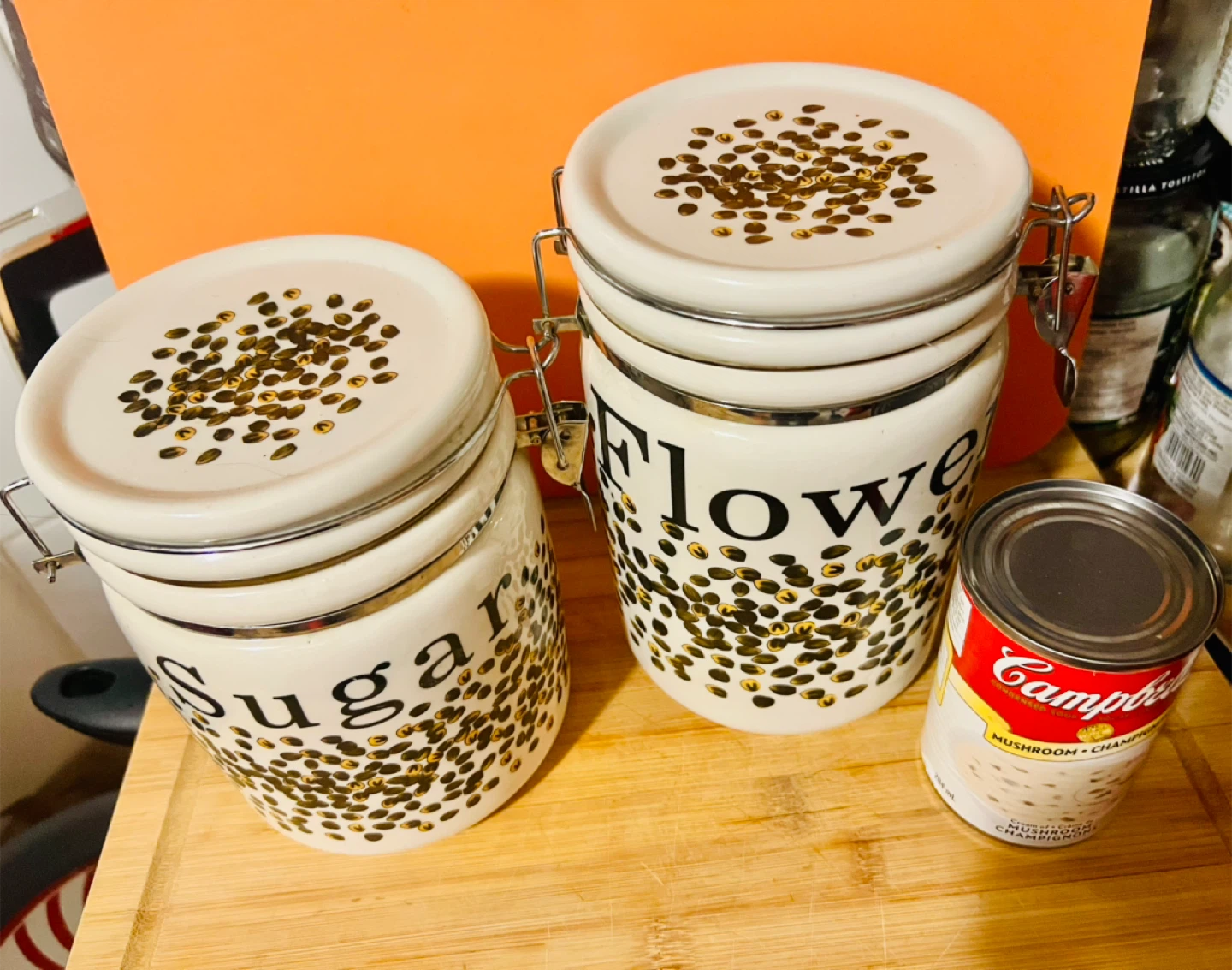 Set of 2 Ceramic Canister Jars "Sugar" & "Flour"