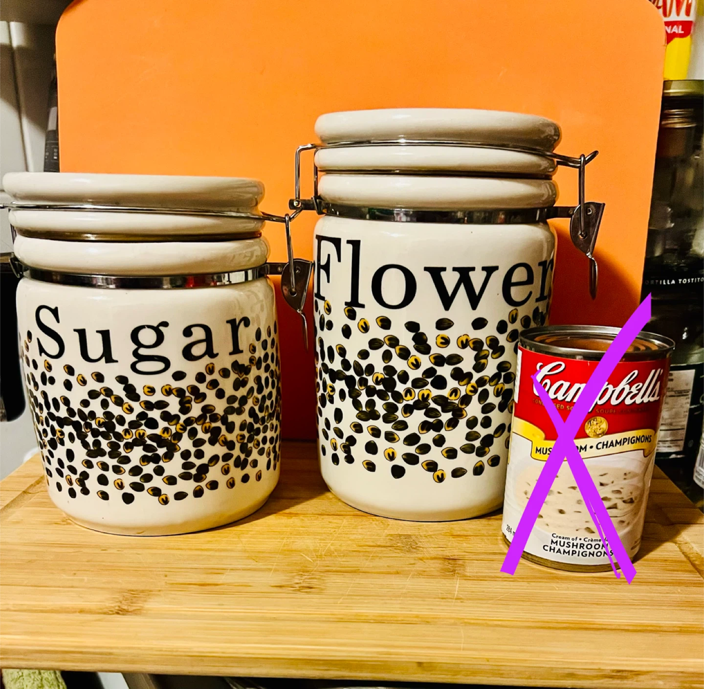 Set of 2 Ceramic Canister Jars "Sugar" & "Flour" - photo 3
