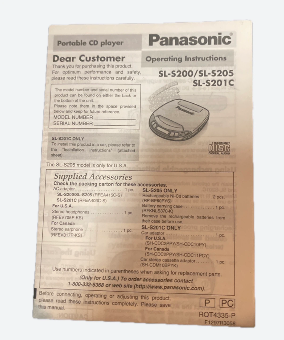 Panasonic SL-S200 Portable CD Player - photo 5