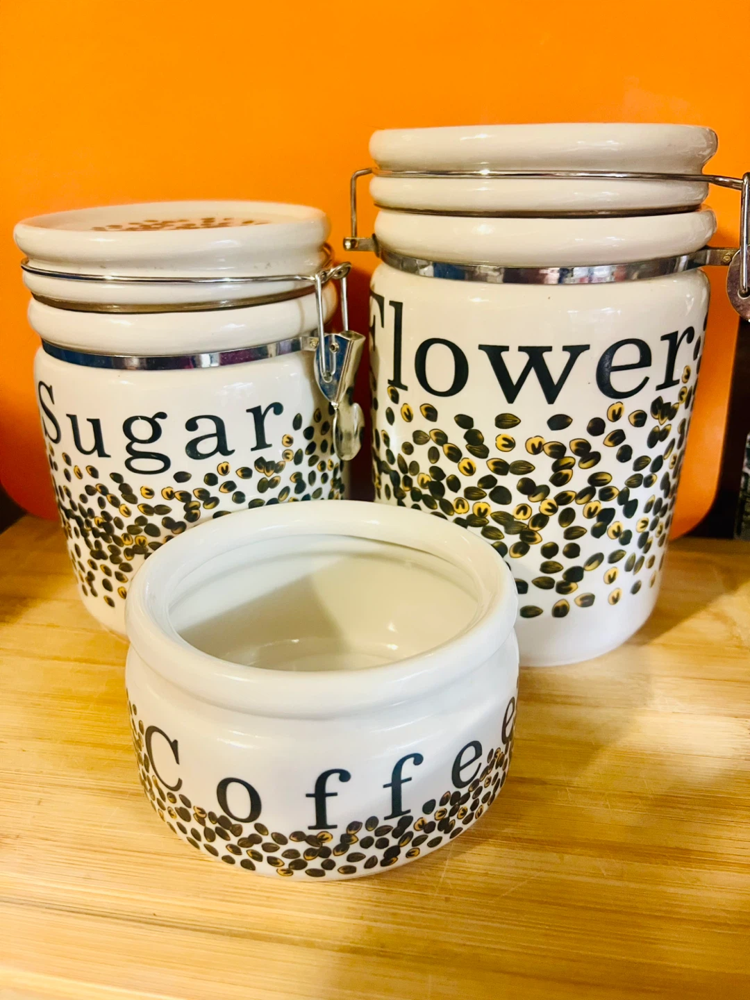 Set of 2 Ceramic Canister Jars "Sugar" & "Flour" - photo 4