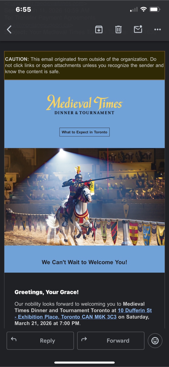 2 Medieval Times Dinner & Tournament Toronto Admission