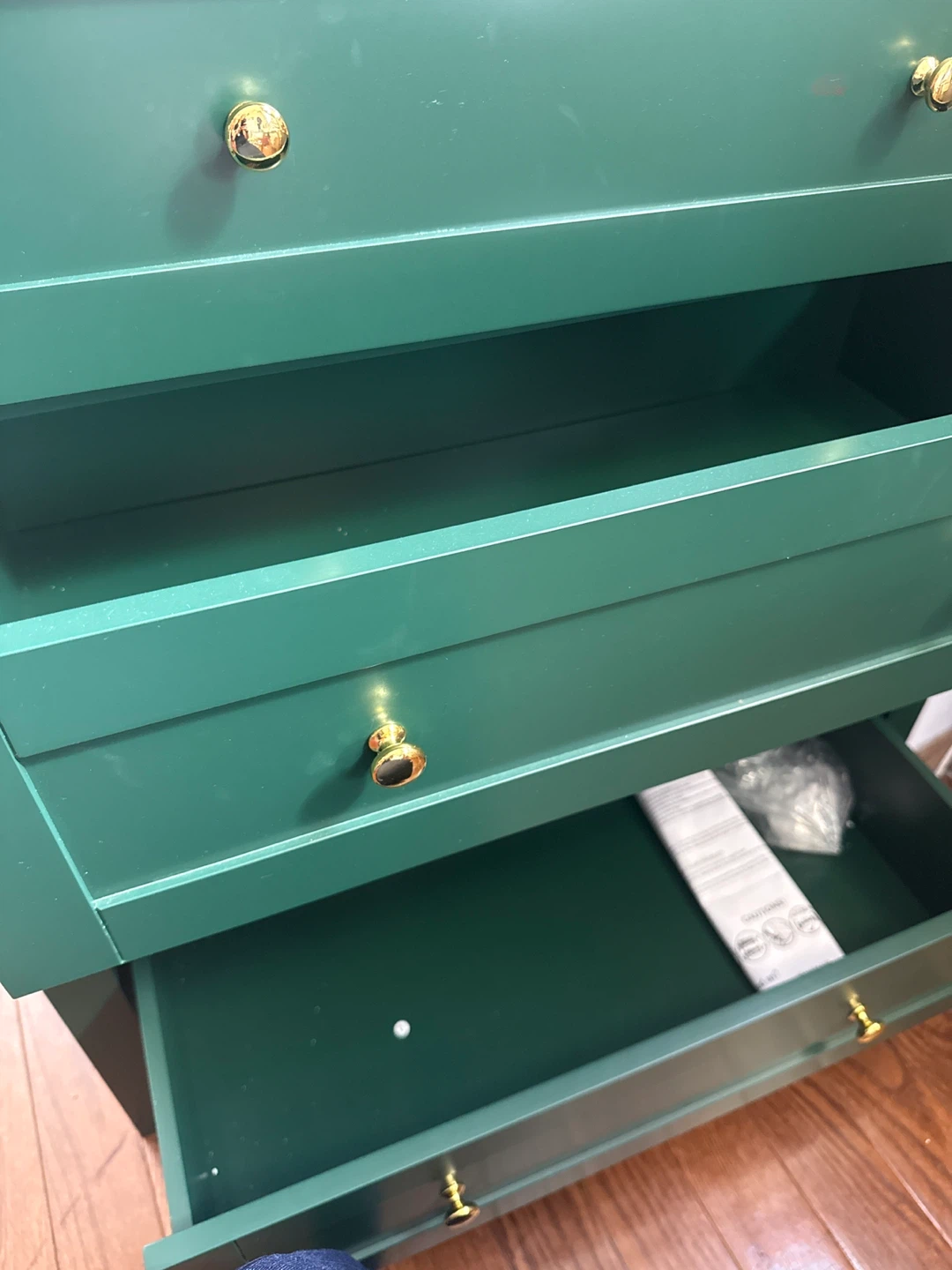 Green 5-Drawer Dresser with Gold Knobs - photo 2