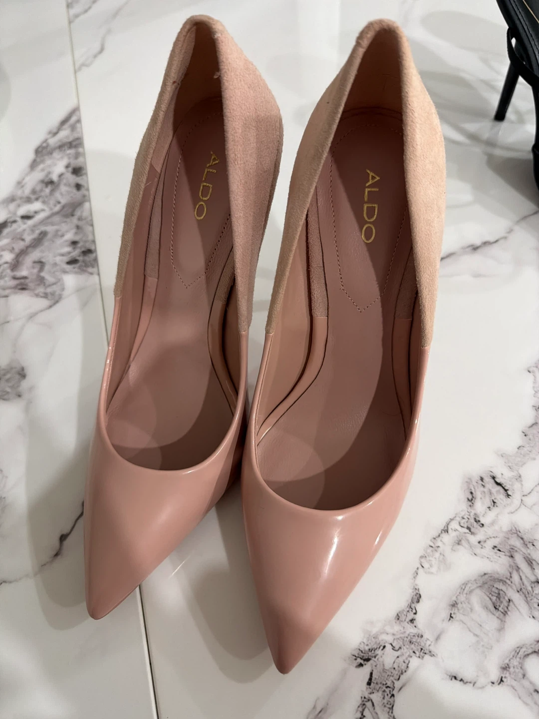 ALDO Women's Pink Suede & Patent Leather Heels
