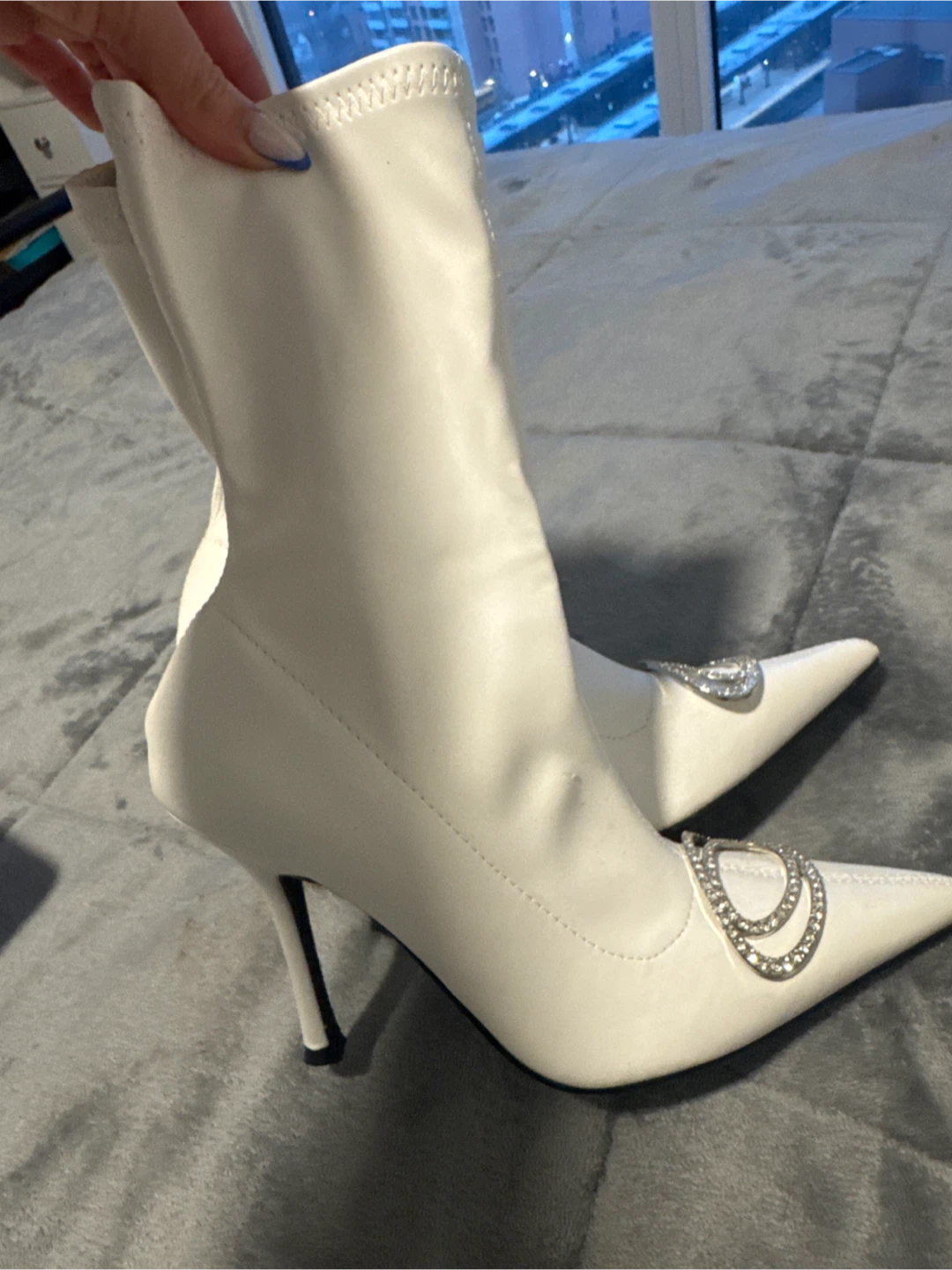 White BLU9838 BOUNCY Ankle Boots - Size 6.5