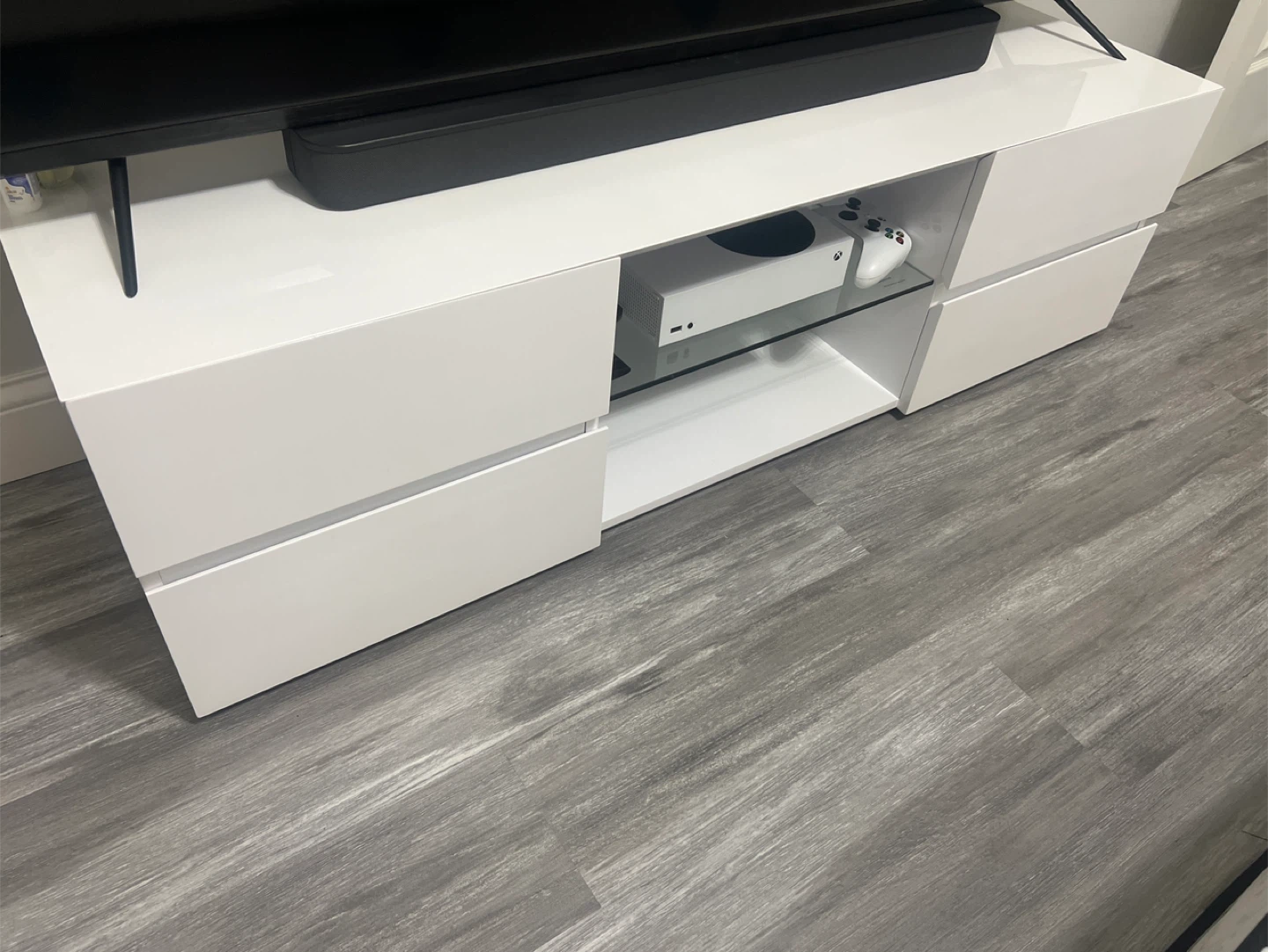 White Modern TV Stand with Storage - photo 2