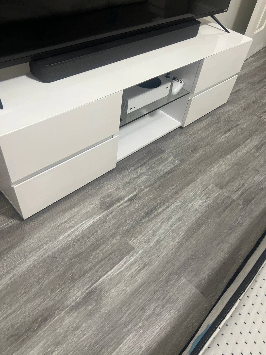 White Modern TV Stand with Storage