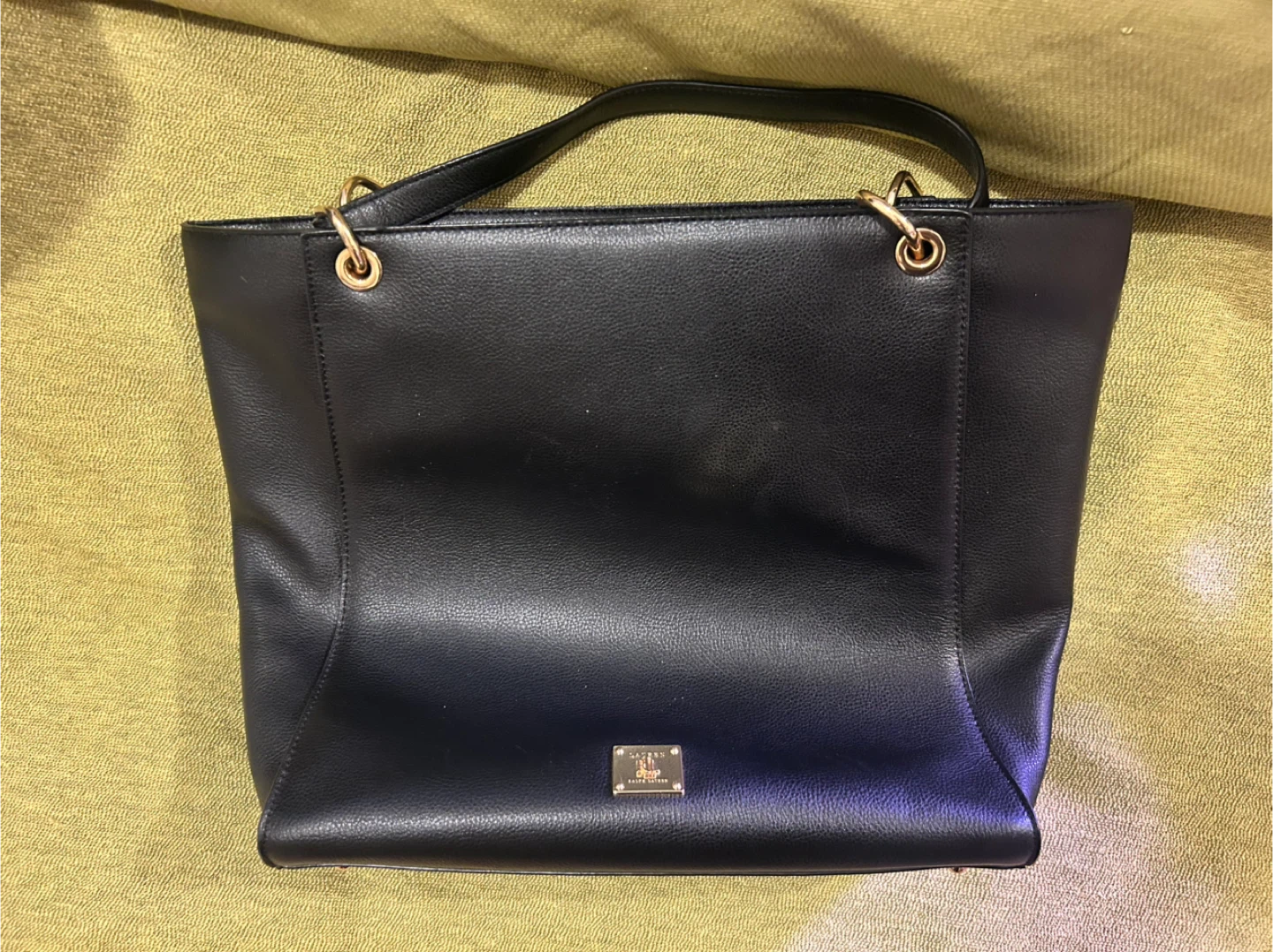 Lauren Ralph Lauren Black Leather Tote Bag