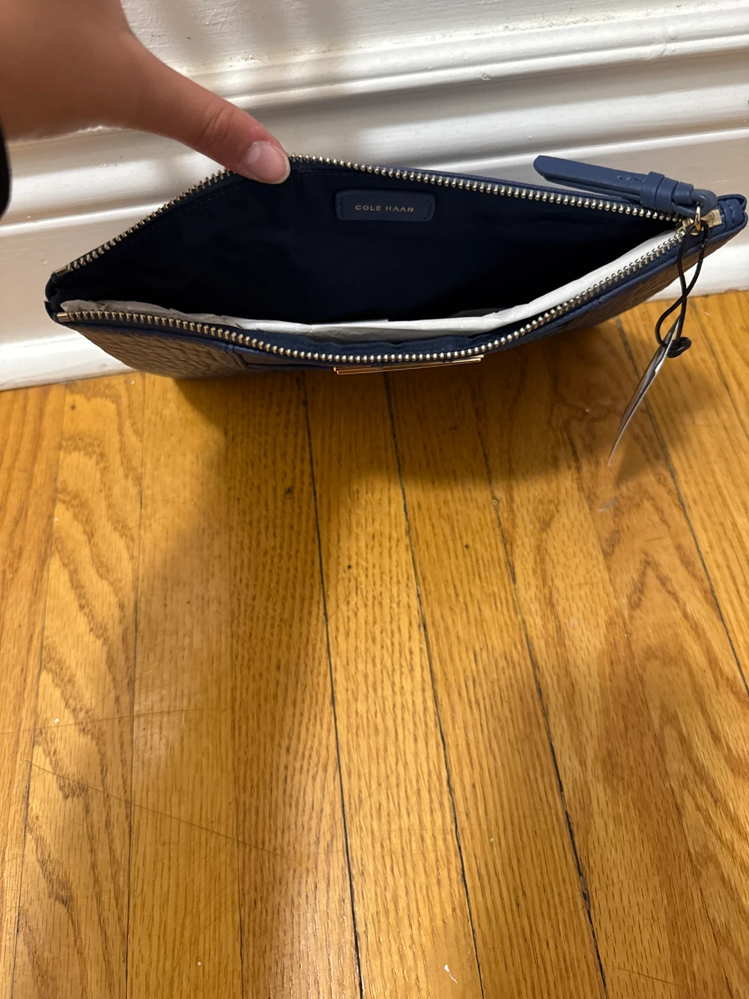 Cole Haan Navy Blue Leather Clutch Pouch - photo 3