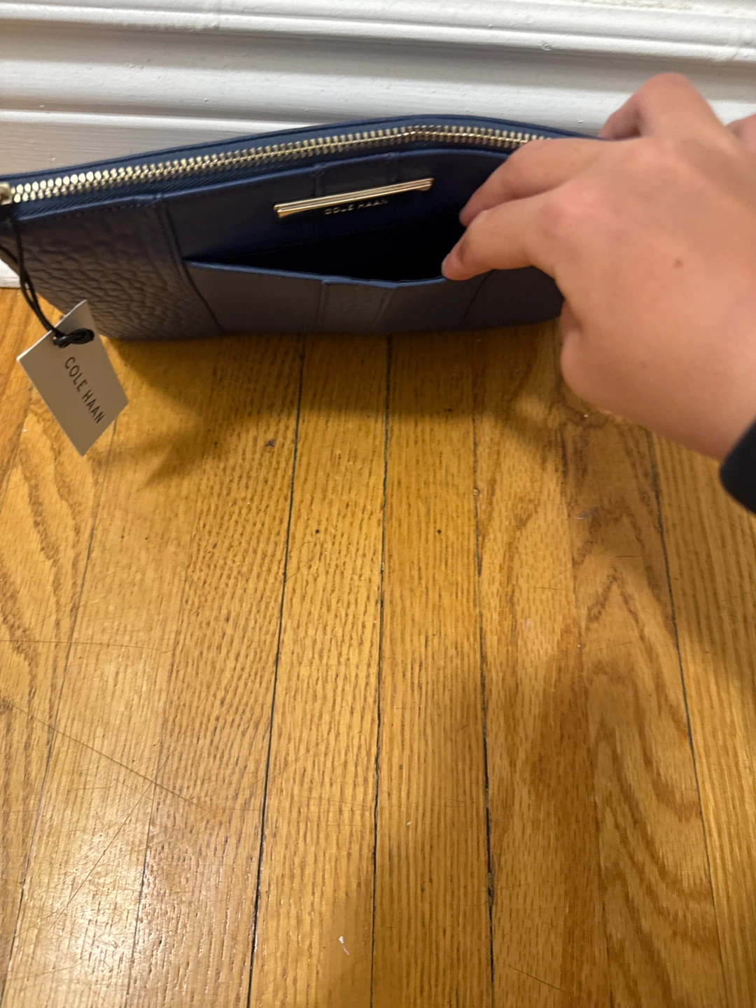 Cole Haan Navy Blue Leather Clutch Pouch - photo 2