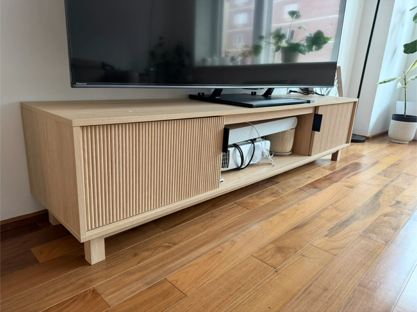 Modern Oak TV Stand Media Console - 70" Width - photo 4