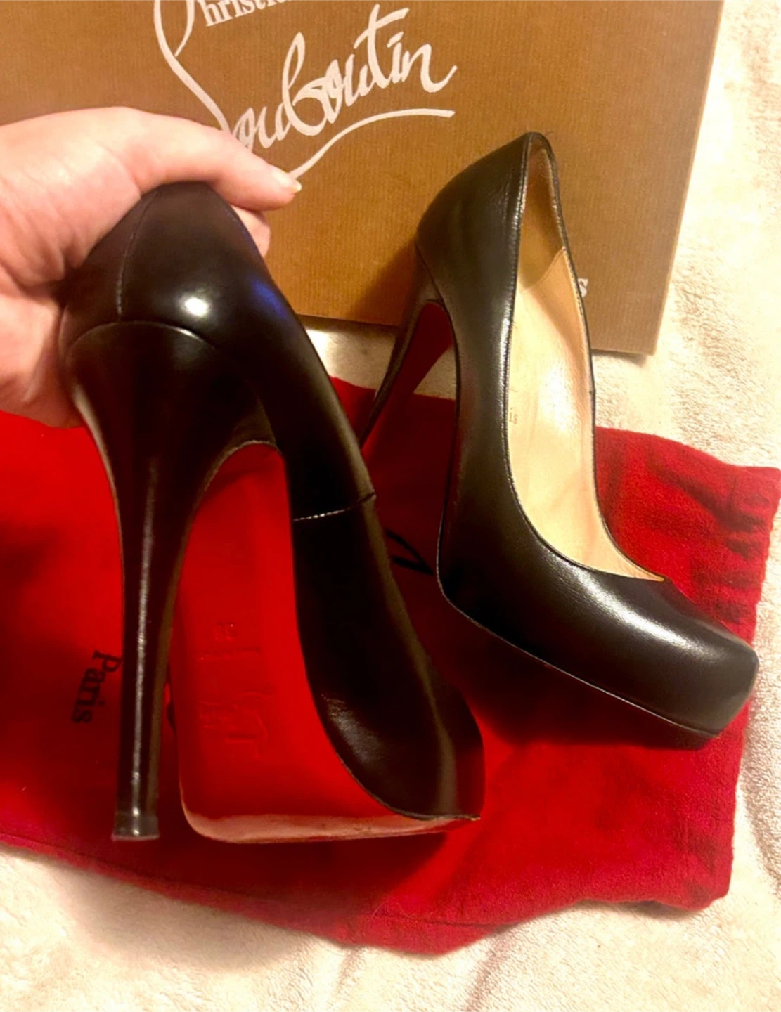 CHRISTIAN LOUBOUTIN BLACK ROLANDO 120 PLATFORM HEELS - photo 2