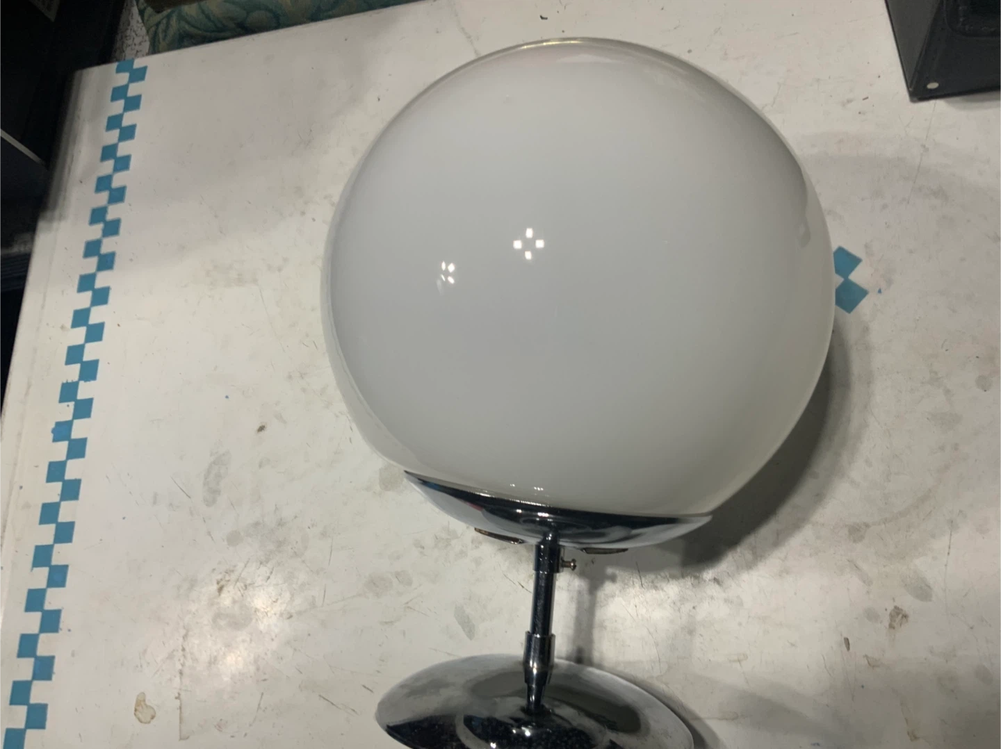 White Globe Table Lamp with Chrome Base