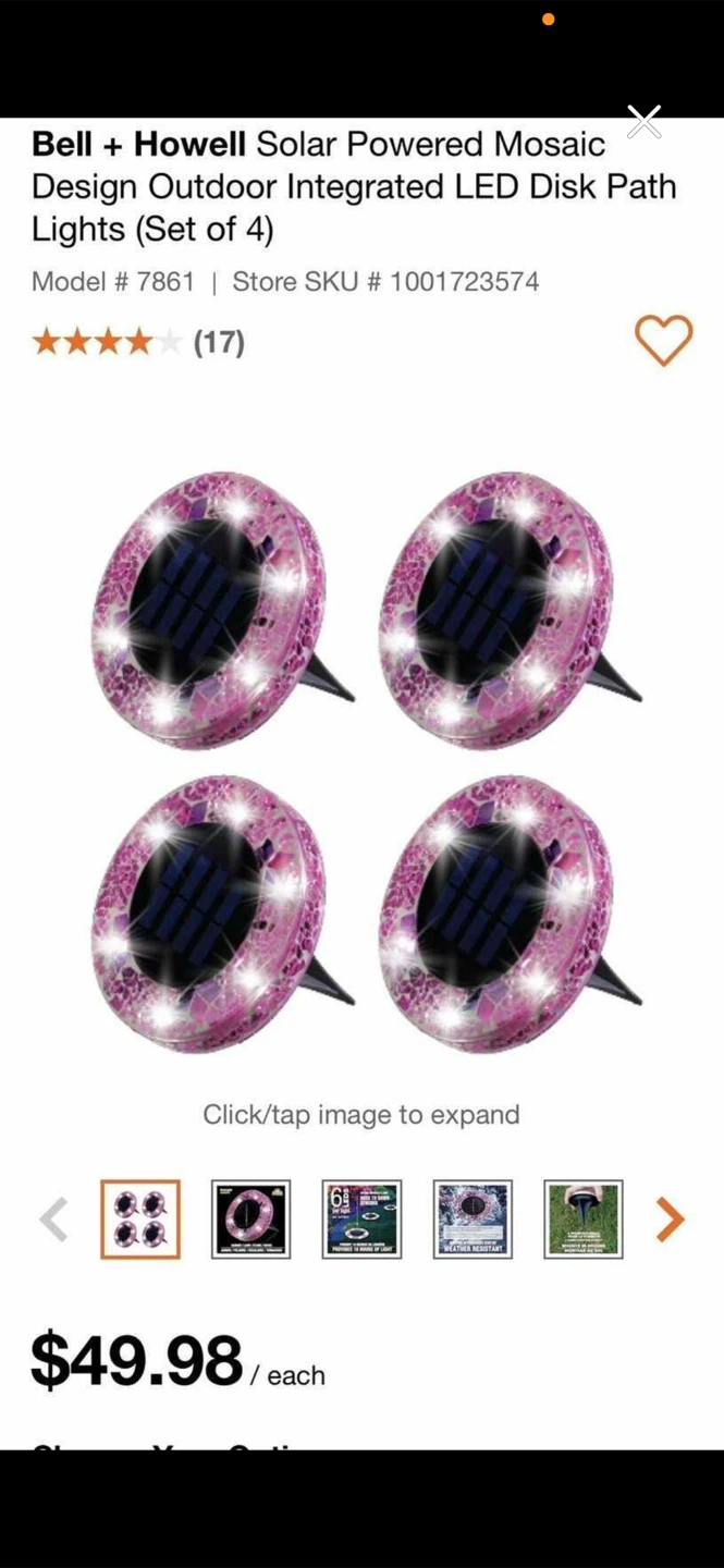 Bell + Howell Solar Powered Mosaic LED Path Lights (Set of 4)