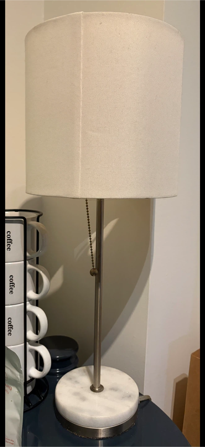 Table Lamp with Fabric Shade and Real Marble Base