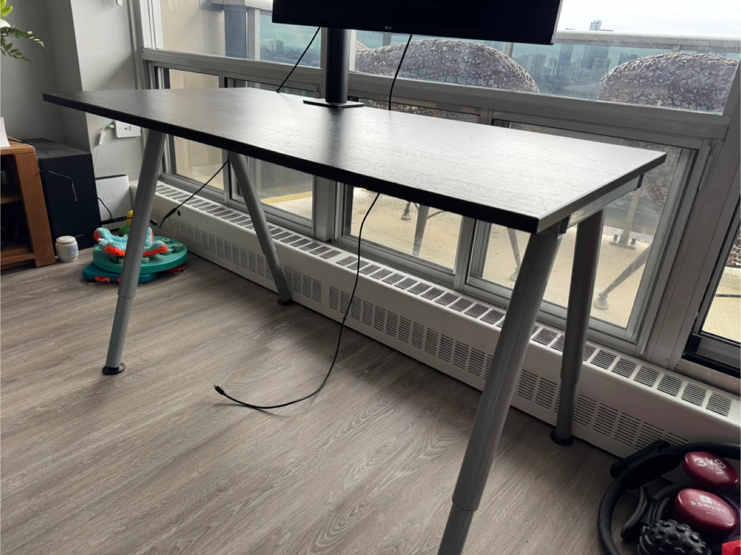 Black Table/Desk with Silver Legs