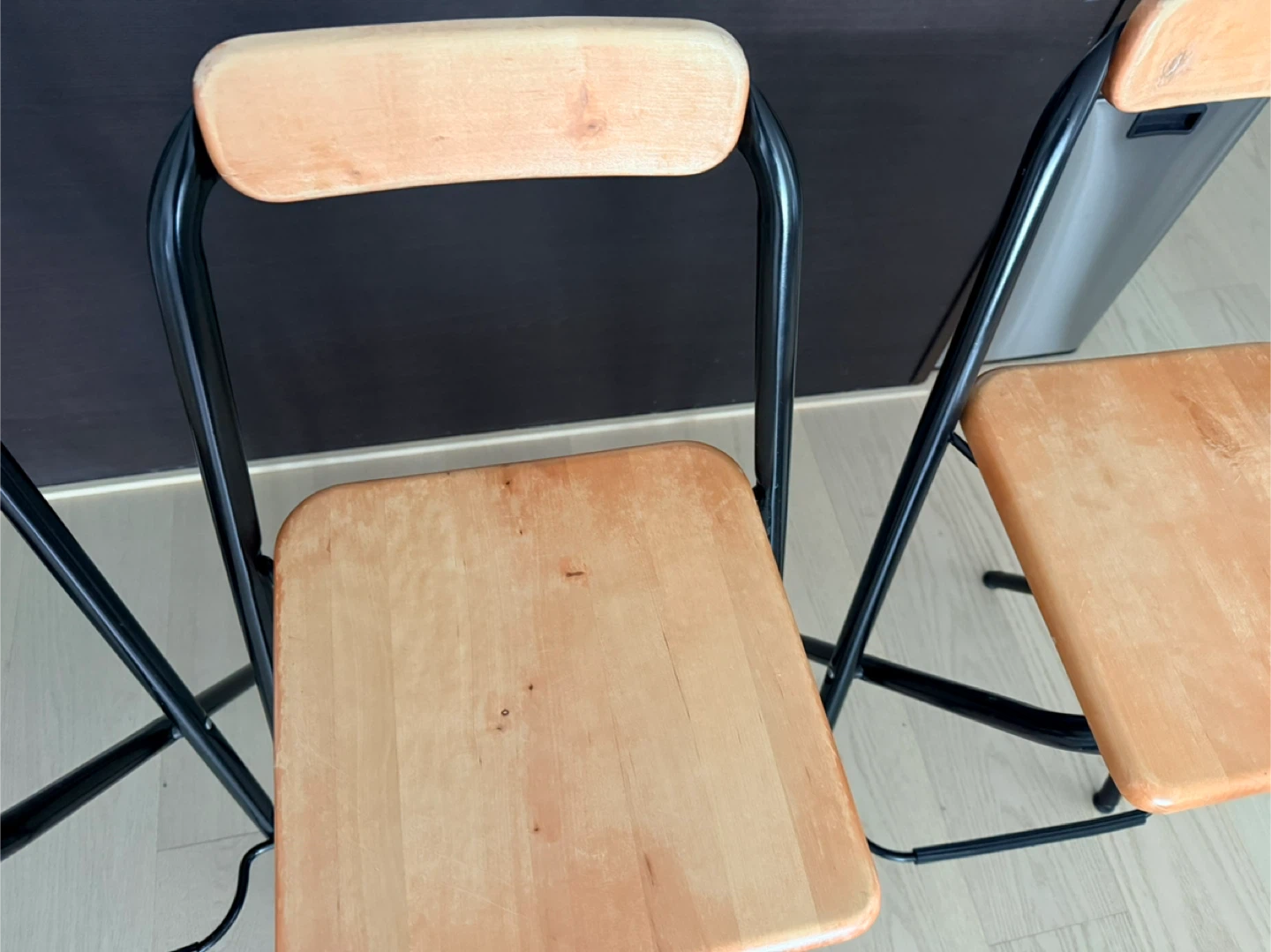 Vintage IKEA Wooden Folding Counter ChairsSet of 3 - photo 2